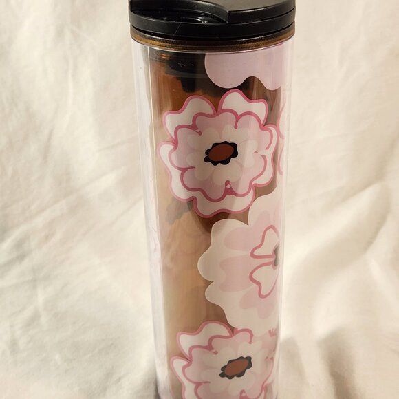 Starbucks Travel Tumbler Pink White Flower Twist Lid Tall Mug Cup 16 oz FastShip - Picture 4 of 13